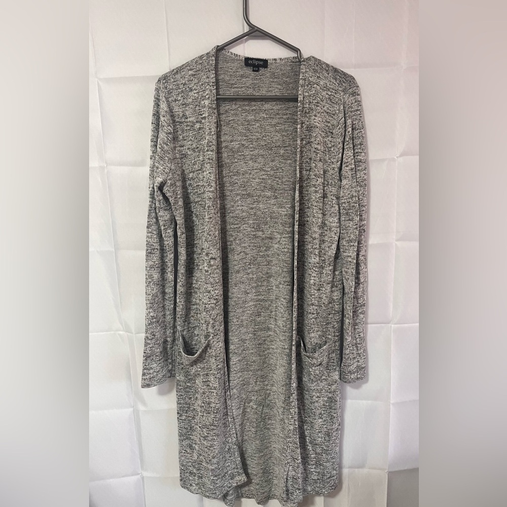 4/$25 Eclipse Grey Marled Long Open-Front Cardigan